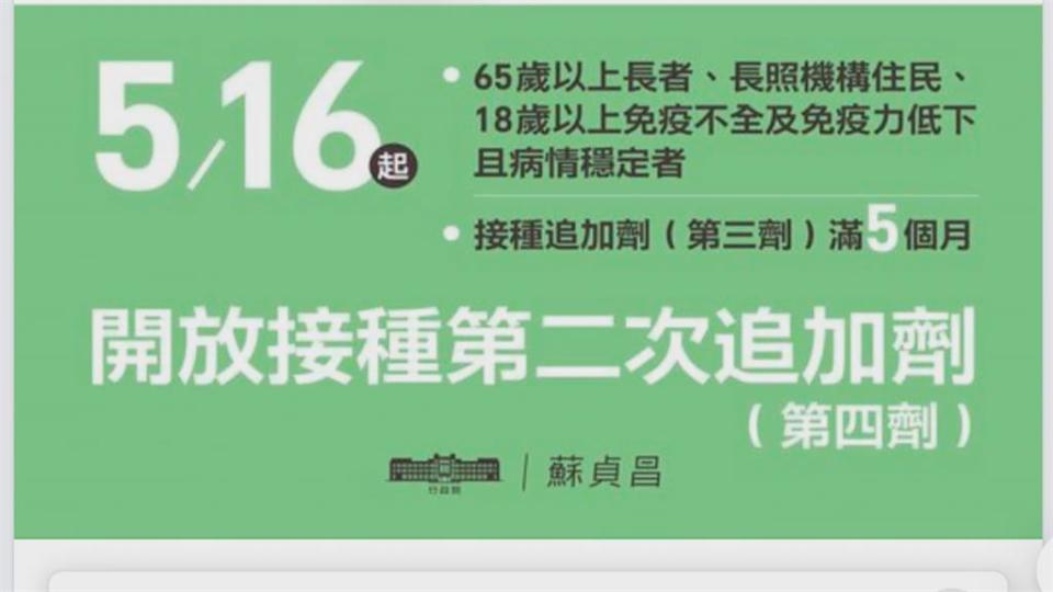 第四劑疫苗下週一開打　三類族群優先需隔5個月