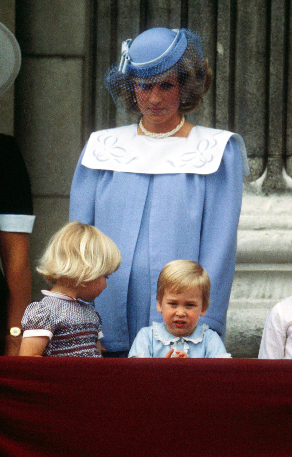 Back in 1984, Princess Diana donned a powder blue smock dress accessorised with a veiled hat for the annual Trooping the Colour. (Rex pictures)