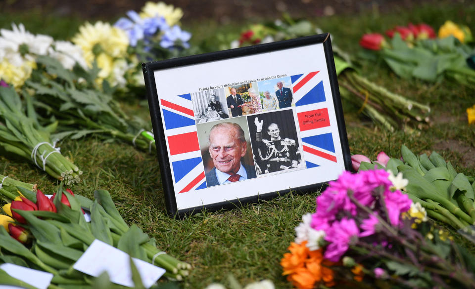 Image: Messages and floral tributes at Windsor Castle for Prince Philip (Justin Tallis / AFP - Getty Images)