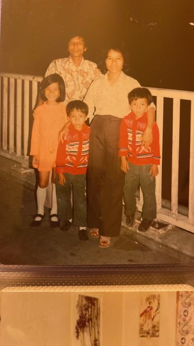 Old family photo of a Vietnamese family