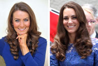 <div class="caption-credit"> Photo by: BPM/GettyImages</div>With her bright eyes and wavy chestnut hair, the 32-year-old mother of two from Corby, Northamptonshire, is a dead ringer for the Duchess of Cambridge, even though Agan's eyes are sky blue and not hazel. <br> <br> <a rel="nofollow" href="http://shine.yahoo.com/fashion/fan-art-false-advertising-marie-claires-fake-kate-180400016.html" data-ylk="slk:Related: Marie Claire's fake Kate cover: Fan art or false advertising?;elm:context_link;itc:0;sec:content-canvas;outcm:mb_qualified_link;_E:mb_qualified_link;ct:story;" class="link  yahoo-link">Related: Marie Claire's fake Kate cover: Fan art or false advertising?</a> <br> <br>