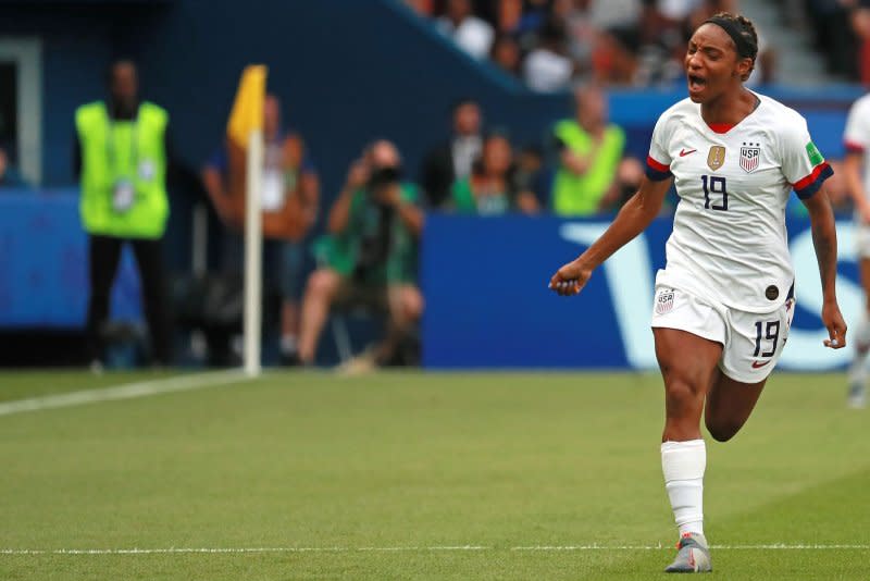 Longtime defender Crystal Dunn is listed as a forward on the United States Women's National Team roster for two upcoming friendlies. File Photo by David Silpa/UPI