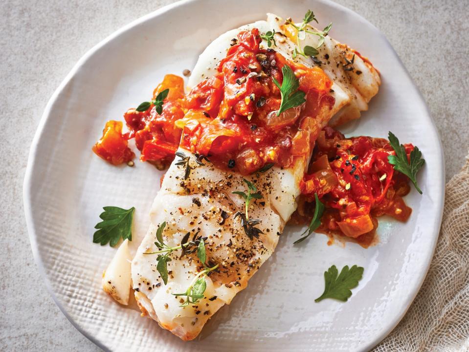Tuesday: Slow-Cooker Cod With Tomato-Balsamic Jam