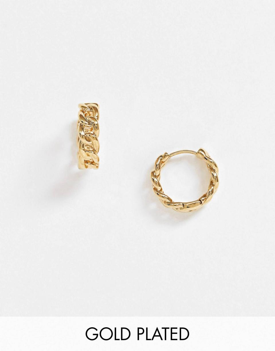 24) Orelia Chain Huggie Hoop Earrings