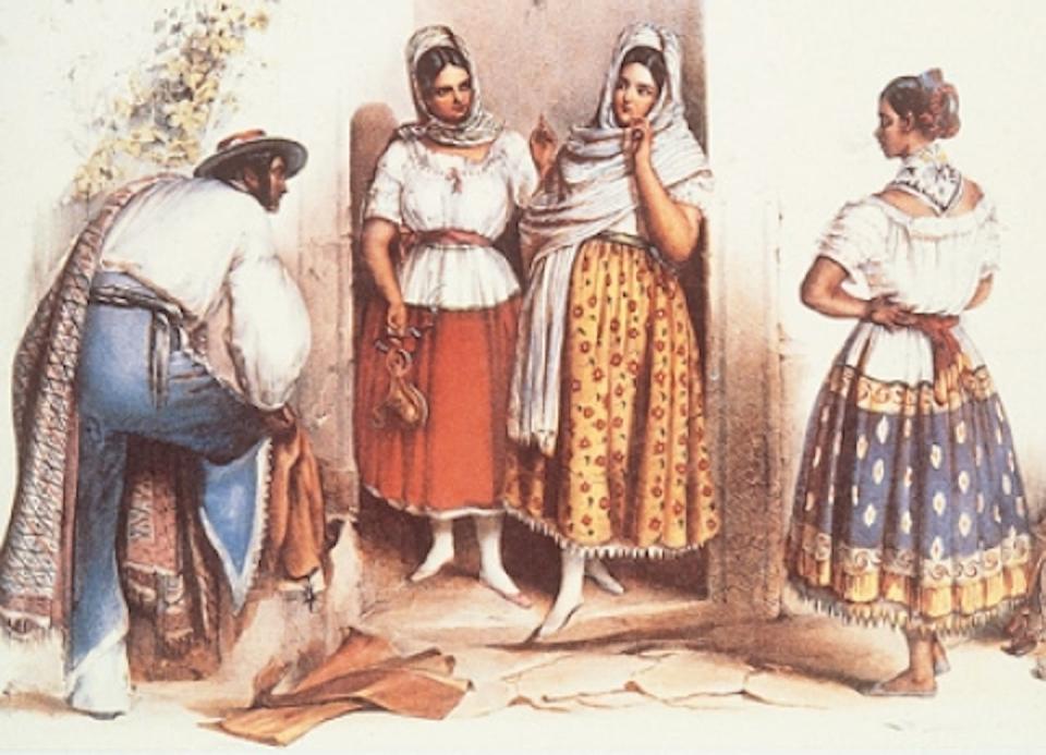 ‘Poblanas,’ by Carl Nebel. <a href="https://commons.wikimedia.org/wiki/File:Poblanas.jpg" rel="nofollow noopener" target="_blank" data-ylk="slk:María del Carmen Vázquez Mantecón/Wikimedia;elm:context_link;itc:0;sec:content-canvas" class="link ">María del Carmen Vázquez Mantecón/Wikimedia</a>