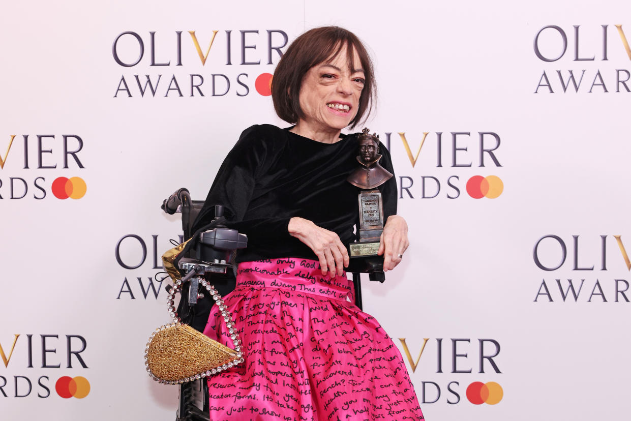 Liz Carr won Best Actress in a Supporting Role award for The Normal Heart at The Olivier Awards 2022. (Getty Images)