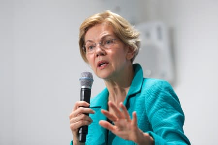 U.S. Senator and democratic presidential candidate Elizabeth Warren speaks during a campaign event in New York