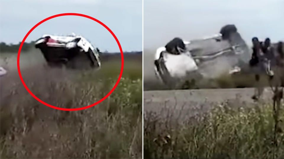 David Nalbandian, pictured here in a spectacular rally car crash in Argentina.