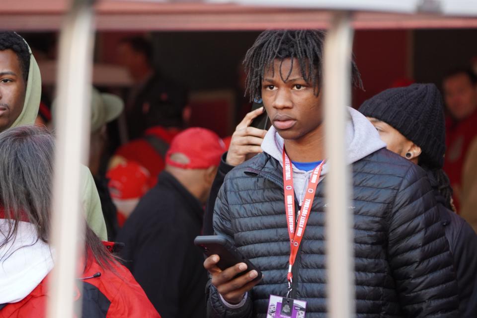 Recruit Brauntae Johnson visits Ohio Stadium during the Ohio State, Michigan game.