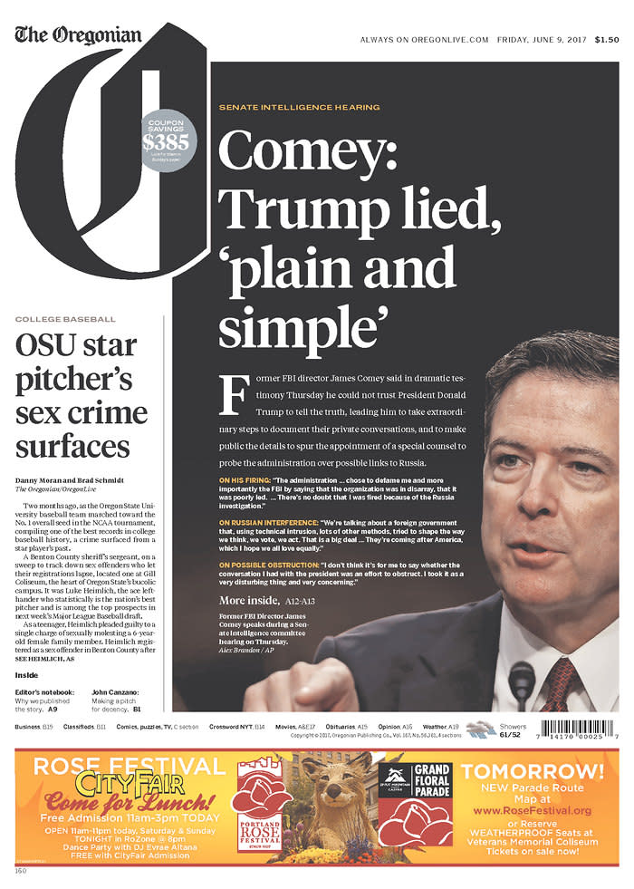 <p>“The Oregonian,” published in Portland, Ore. (Newseum) </p>