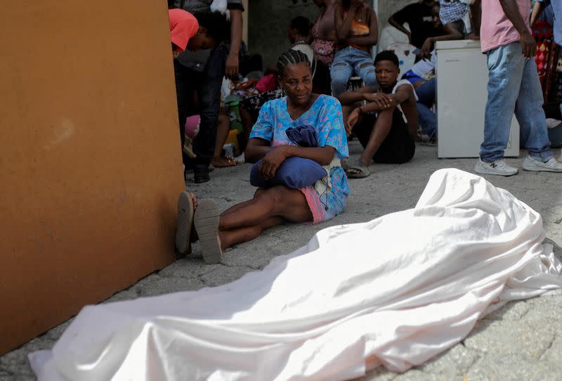 FILE PHOTO: People fleeing from gang violence, in Port-au-Prince