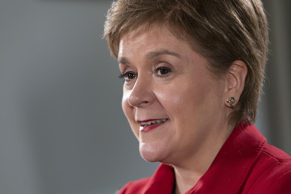 The First Minister of Scotland, Nicola Sturgeon, is interviewed, Tuesday, May 17, 2022, in Washington. Sturgeon spoke to the Associated Press Tuesday on her first US visit since the COVID lockdown. (AP Photo/Jacquelyn Martin)