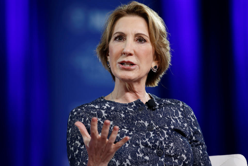 Former Republican presidential candidate Carly Fiorina speaks at the Conservative Political Action Conference (CPAC) in Oxon Hill, Maryland, U.S. February 24, 2017. REUTERS/Joshua Roberts