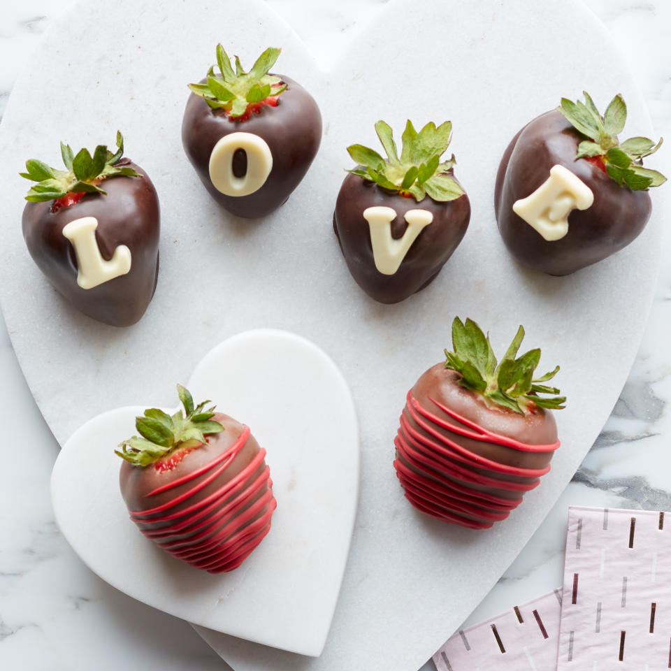 Valentine's Day Chocolate Covered Strawberries. Image via Hickory Farms.