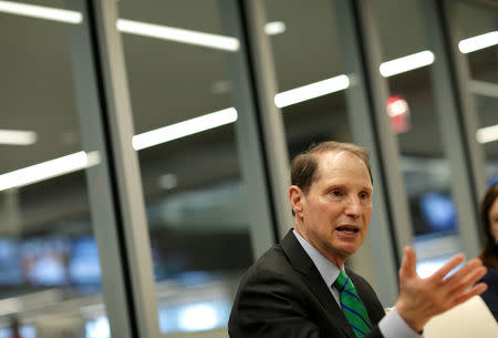 Senator Ron Wyden (D-OR) speaks with Reuters during an interview in Washington, U.S., May 19, 2017. REUTERS/Joshua Roberts