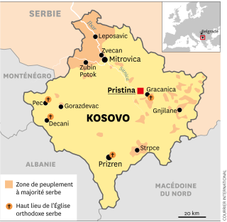 Carte du Kosovo.. Courrier international