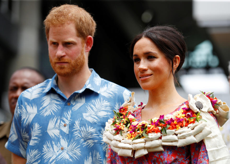 The Duke and Duchess of Sussex visit the University of the South Pacific in Suva, Fiji, on day two of the royal couple's visit to Fiji. (Photo by Phil Noble/PA Images via Getty Images)