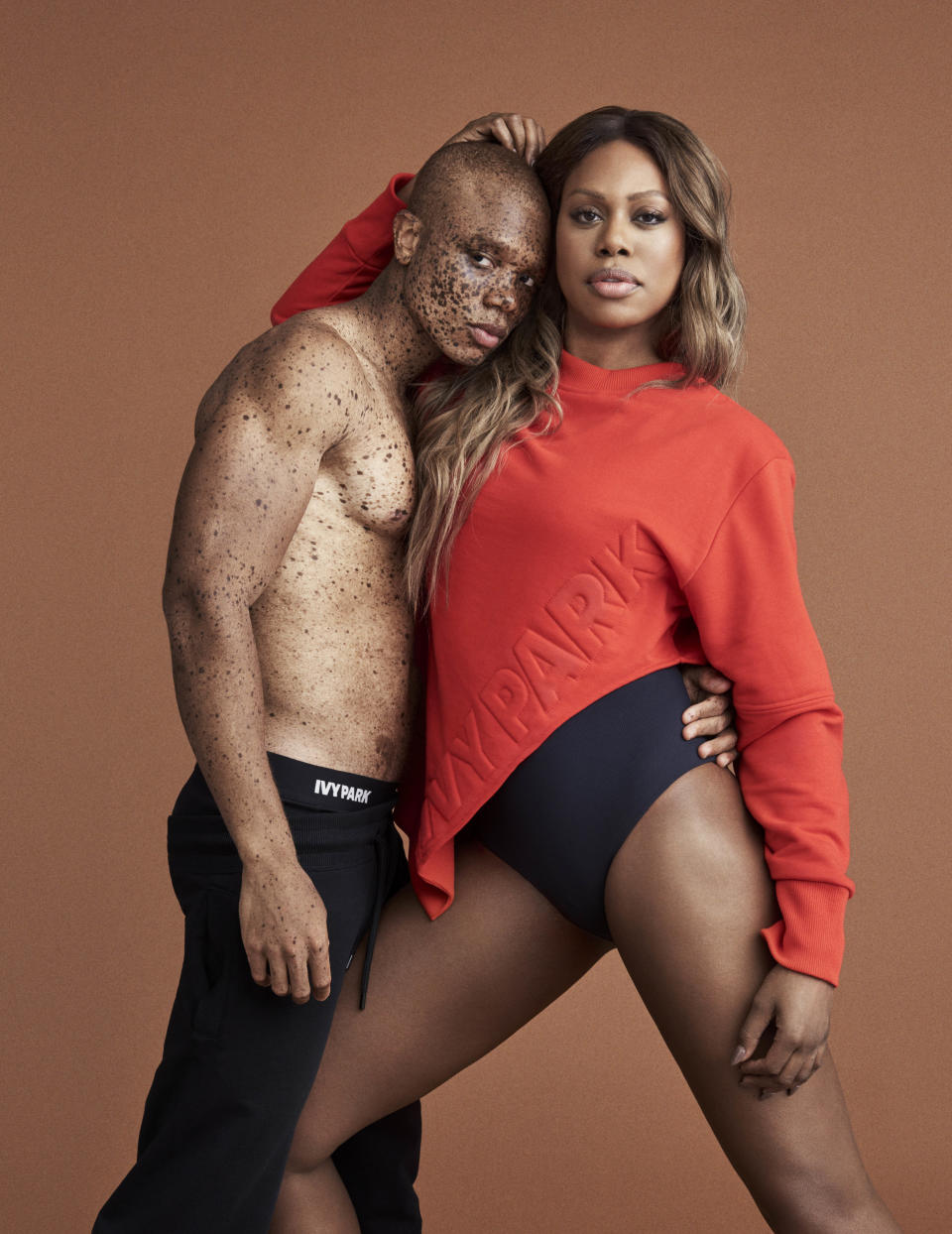 Model Ralph Souffrant and actress Laverne Cox. (Photo: Ivy Park)