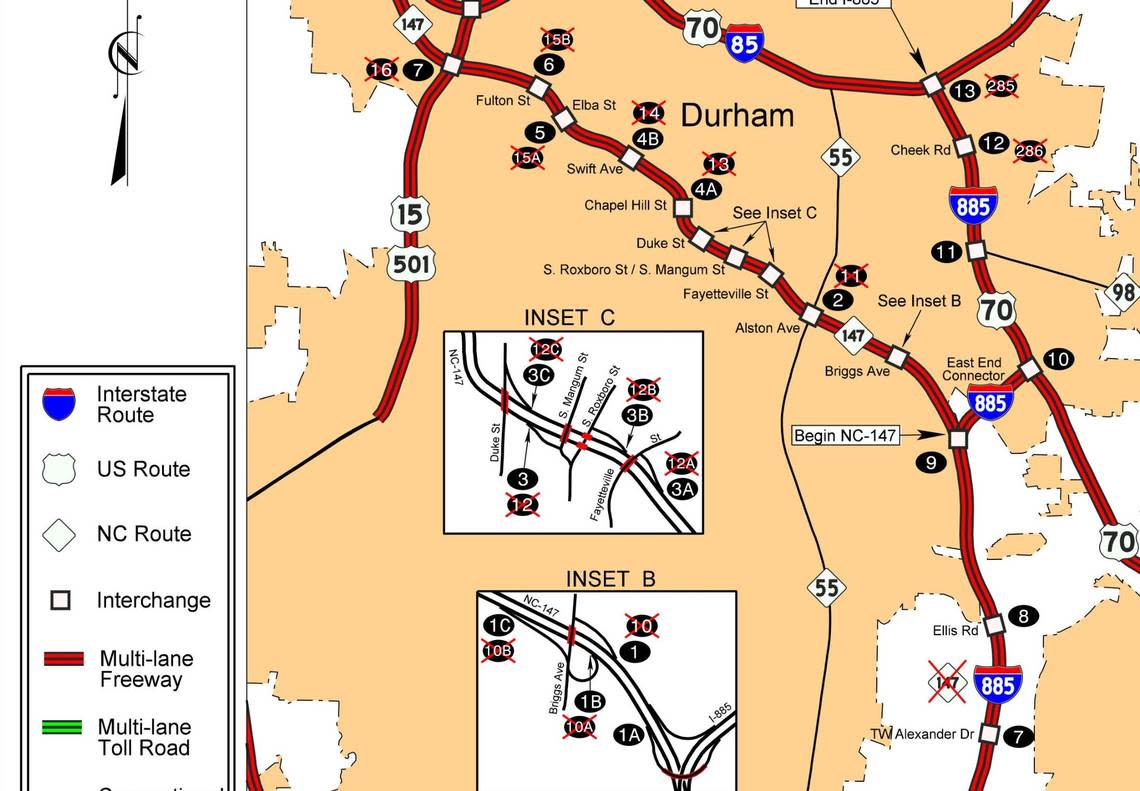 The opening of the Durham East End Connector means new highway and exit numbers in Durham.