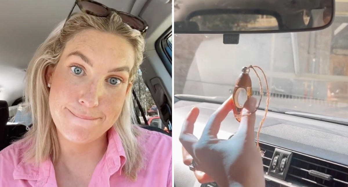 Mum rages after air freshener 'burns hole in car