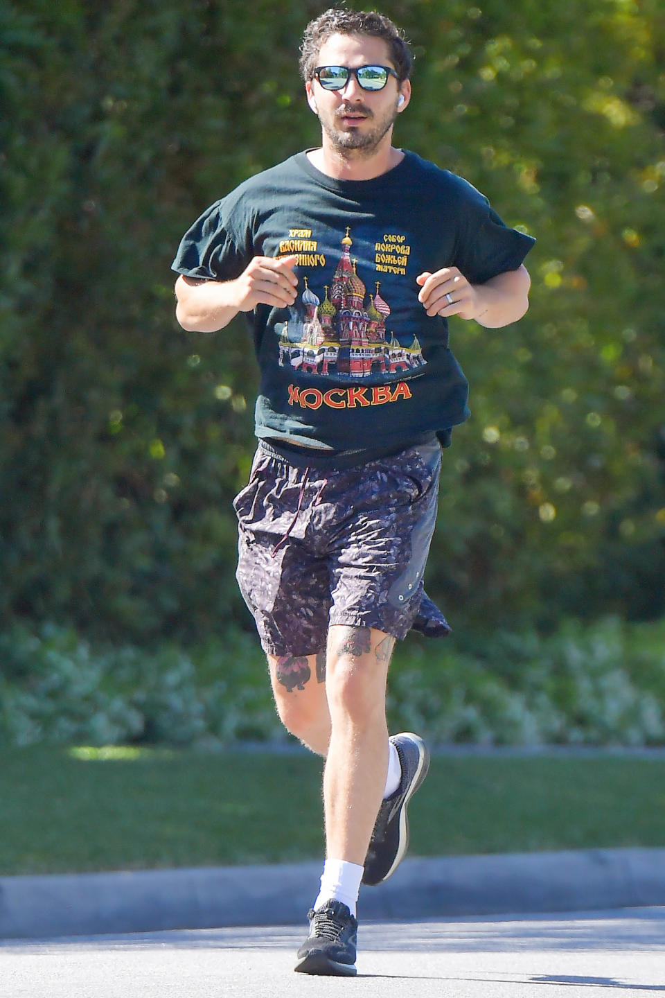<p>Shia LaBeouf goes for a morning run in Pasadena, California, on Tuesday. </p>
