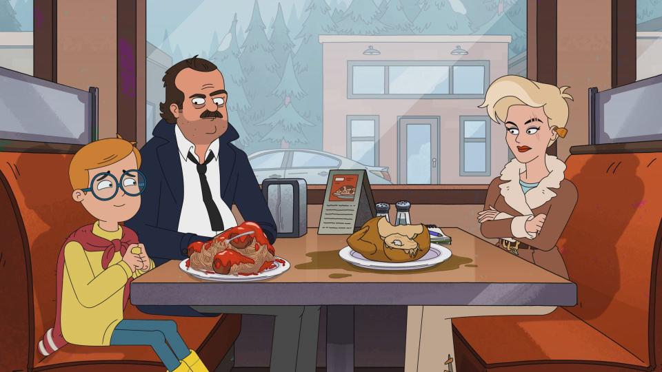 Jon Hamm stars in Fox's new animated series "Grimsburg," which centers on the professional and personal life of Detective Marvin Flute, with his ex-wife and son.