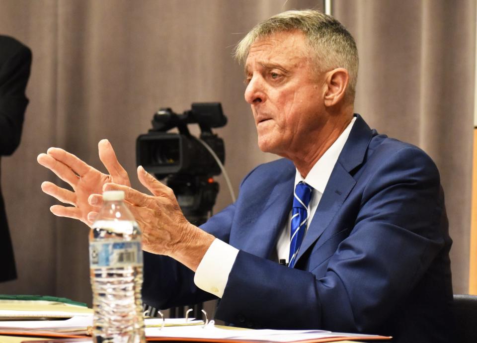 Sam Sutter responds to a question during the debate at Bristol Community College in Fall River Thursday, Oct. 12.