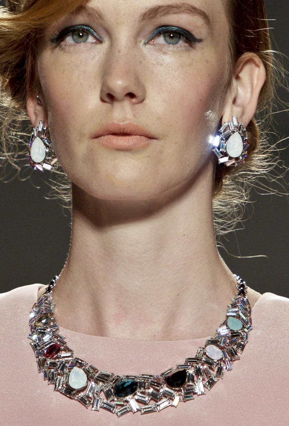 Fashion from the Spring 2013 collection of Jenny Packham is modeled on Tuesday, Sept. 11, 2012 in New York. (AP Photo/Bebeto Matthews)