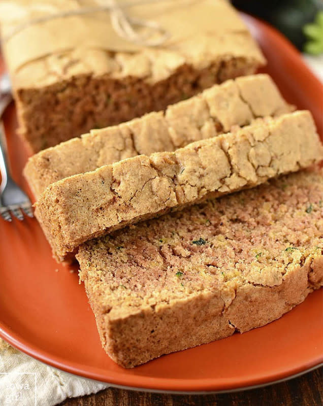 <p>Iowa Girl Eats</p><p><strong>Gluten Free Zucchini Coffee Cake</strong></p><p>Get the recipe <a href="https://iowagirleats.com/2016/08/15/gluten-free-zucchini-coffee-cake/" rel="nofollow noopener" target="_blank" data-ylk="slk:here;elm:context_link;itc:0;sec:content-canvas" class="link rapid-noclick-resp"><em><strong>here</strong></em></a></p>