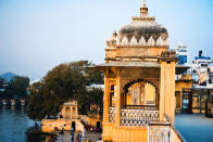 <p>The palace-turned-museum boasts of over a hundred rooms that showcase the costumes and art of the region. On display are two peacocks made out of pieces of coloured glass and a well-preserved Mewar painting on the walls of the Queen’s Chamber. <br>Photograph: Suhas Dutta/Flickr </p>