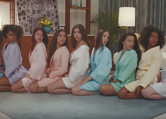 Dua Lipa (centre) in the video for 'New Rules': YouTube
