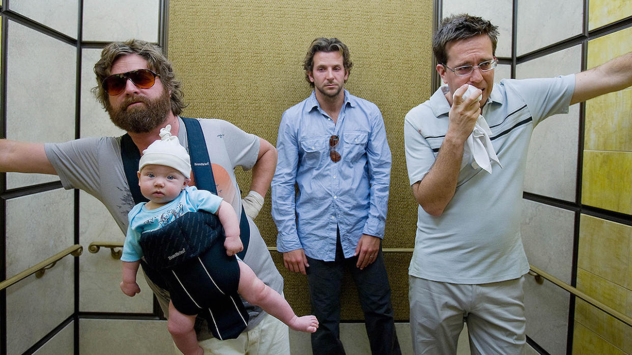  Zach Galifianakis, Bradley Cooper and Ed Helms in The Hangover. 