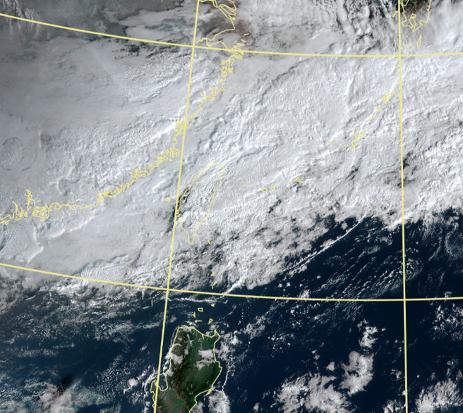 今、明兩天鋒面影響，全台有雨。(翻攝自氣象署)