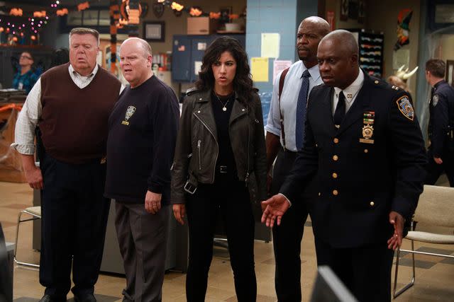 <p>Jordin Althaus/Fox/Universal Television/NBCU Photo Bank/NBCUniversal via Getty</p> 'Brooklyn Nine-Nine' stars Joel McKinnon Miller, Dirk Blocker, Stephanie Beatriz, Terry Crews and Andre Braugher