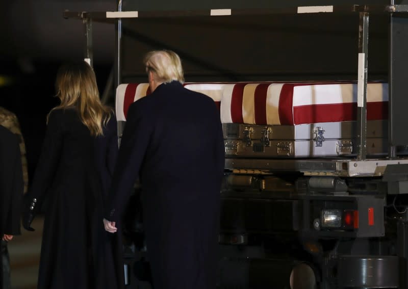 U.S. President Donald Trump during a dignified transfer at Dover Air Force Base