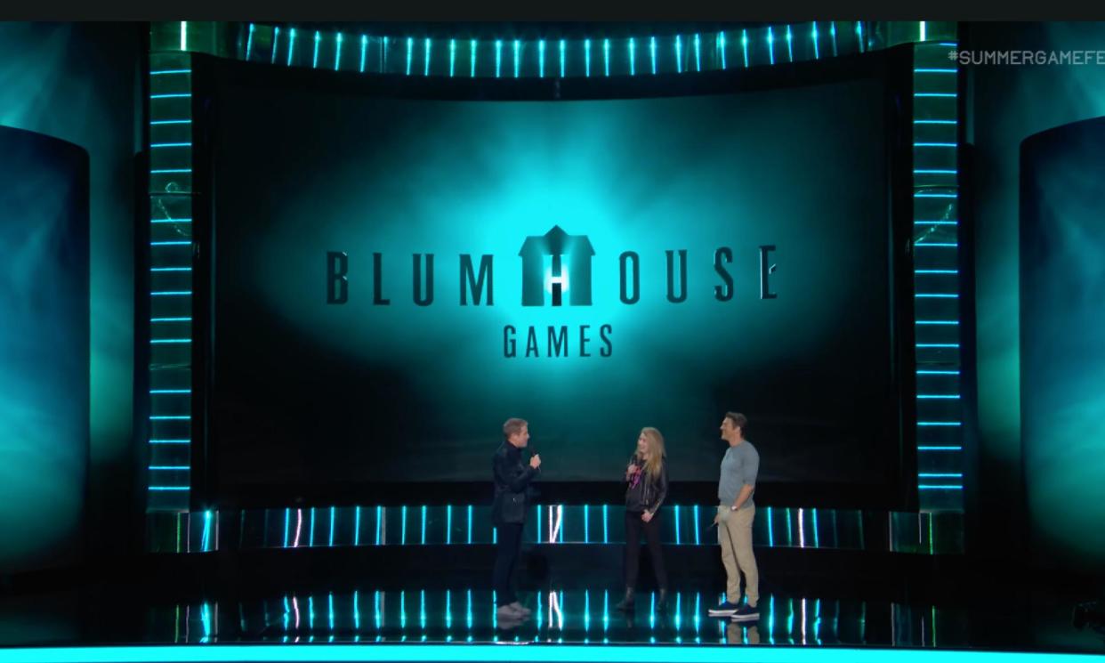 <span>Jason Blum and Louise Blain introduce Blumhouse Games onstage at Summer Game Fest 2024 in Los Angeles.</span><span>Photograph: Summer Game Fest</span>