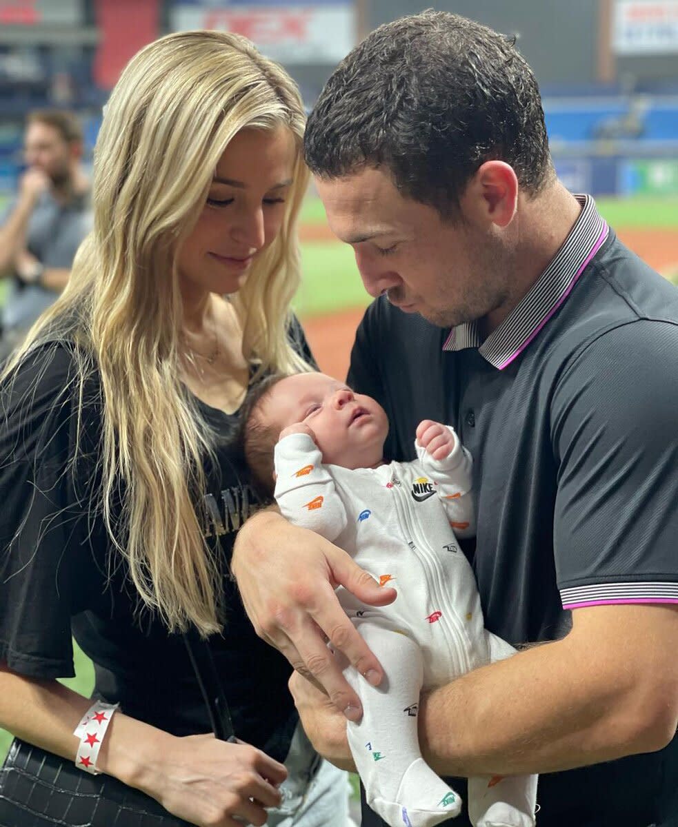 Houston Astro's Alex Bregman's 7-Week-Old Son Knox Enjoys First Baseball Game