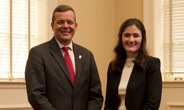 UGA Law Dean Peter Rutledge (left) and Amanda Newton (Photo: John Disney/ ALM)