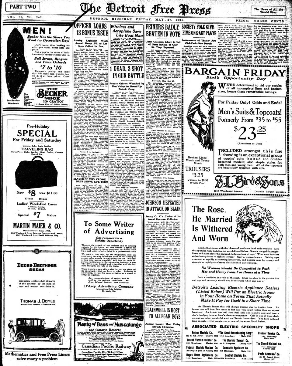 Free Press account of the 1921 shootout.