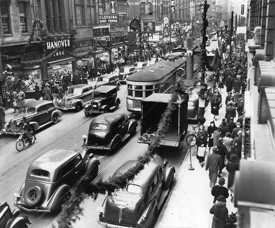 Streetcars were a part of the normal scenery on Fourth Street and downtown until 1948 when service ended.