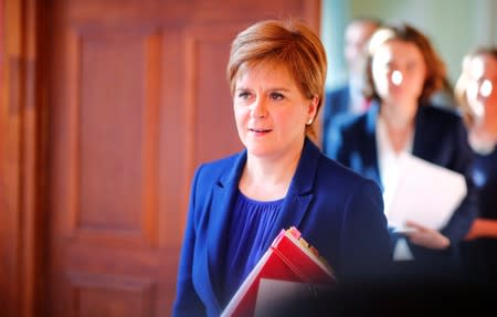 Scotland's First Minister Sturgeon attends a news conference in Berlin