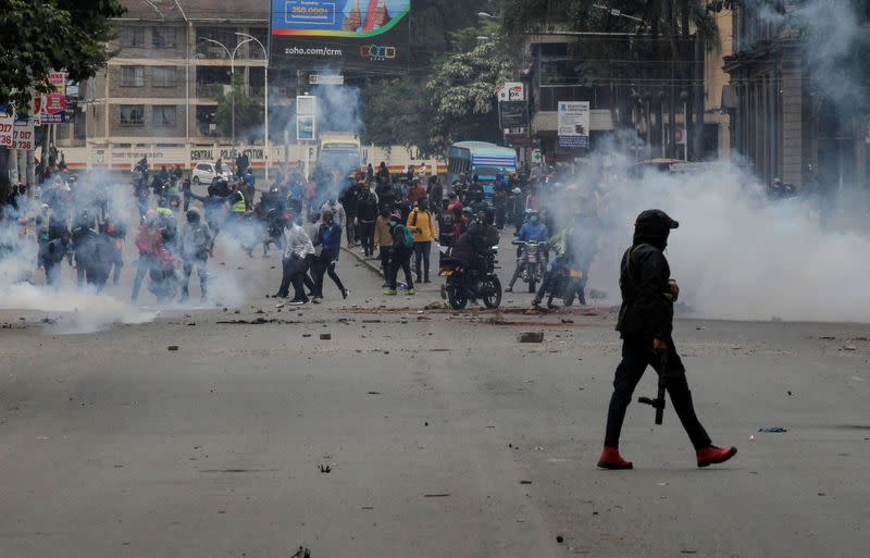 FILE PHOTO: People protest against Kenya's proposed finance bill 2024/2025, in Nairobi