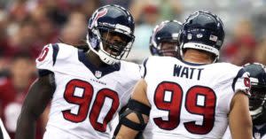 Texans defensive ends J.J. Watt and Jadeveon Clowney