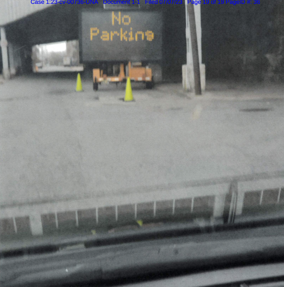 A "no parking" sign placed where Wilmington Food Not Bombs members typically park for demonstrations.