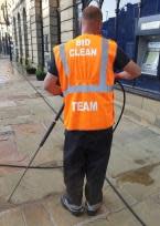 Craven Herald: Pavements have been washed to prepare Skipton town centre for summer visitors.