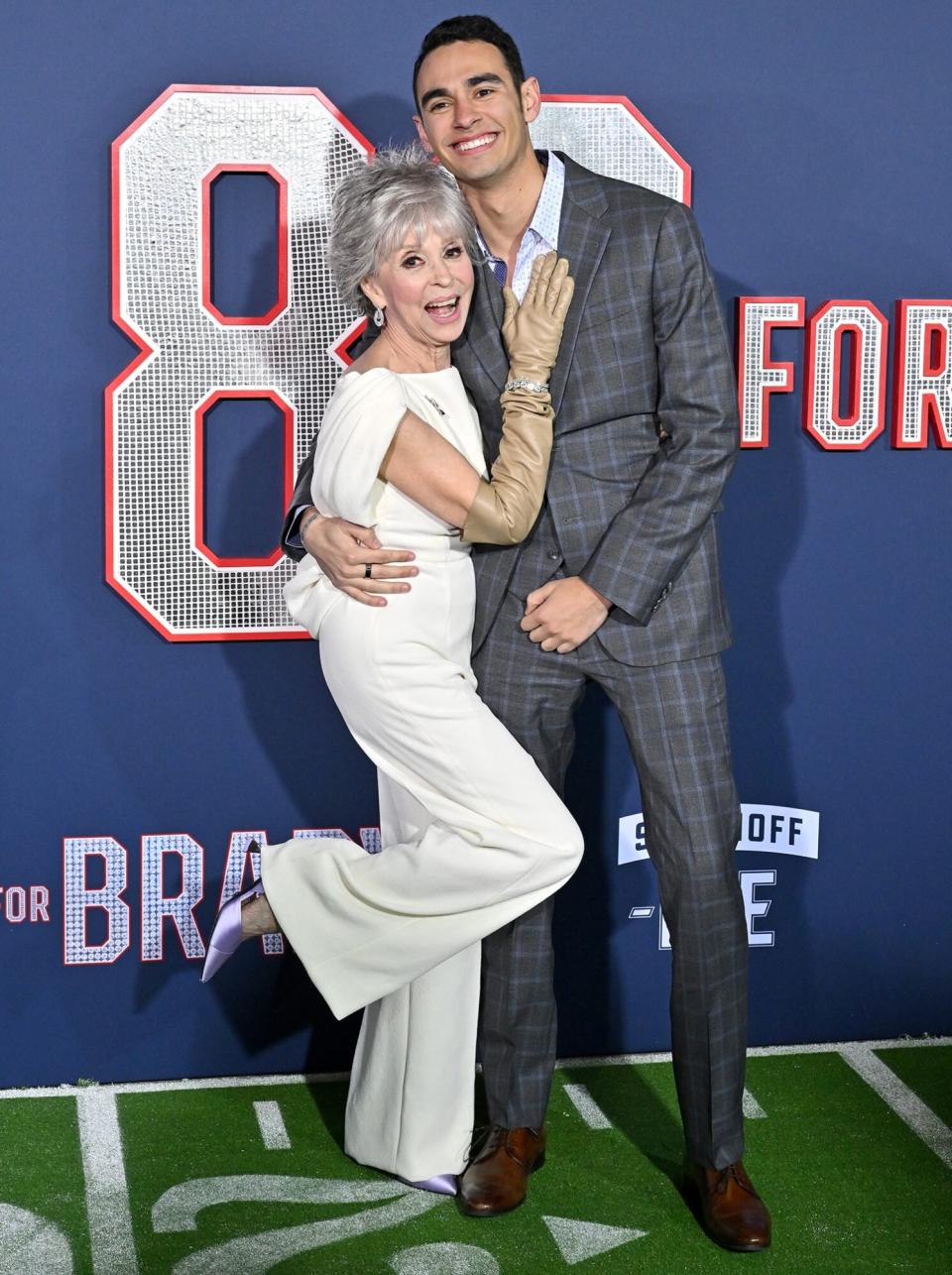 Rita Moreno and grandson attend the Los Angeles Premiere Screening of Paramount Pictures' "80 For Brady"