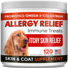 STRELLALAB Allergy Relief Chews for Dogs with Omega 3 + Probiotics + Colostrum