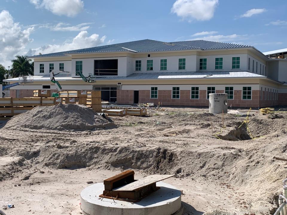 The new two-story, 48,000-square-foot structure is being built immediately west of the existing town hall, which is part of the town’s municipal complex on the southwest corner of Military Trail and Indiantown Road.