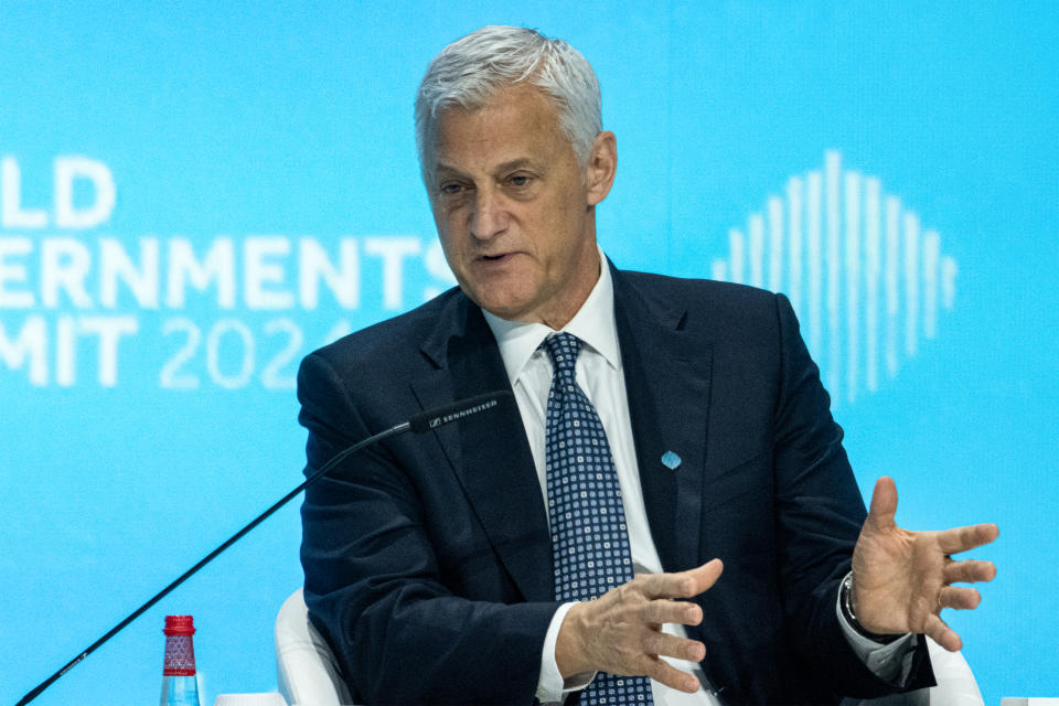 Bill Winters, Chief Executive Officer at the Standard Chartered Bank, attends a panel session of the World Governments Summit in Dubai on February 12, 2024. (Photo by RYAN LIM / AFP) (Photo by RYAN LIM/AFP via Getty Images)