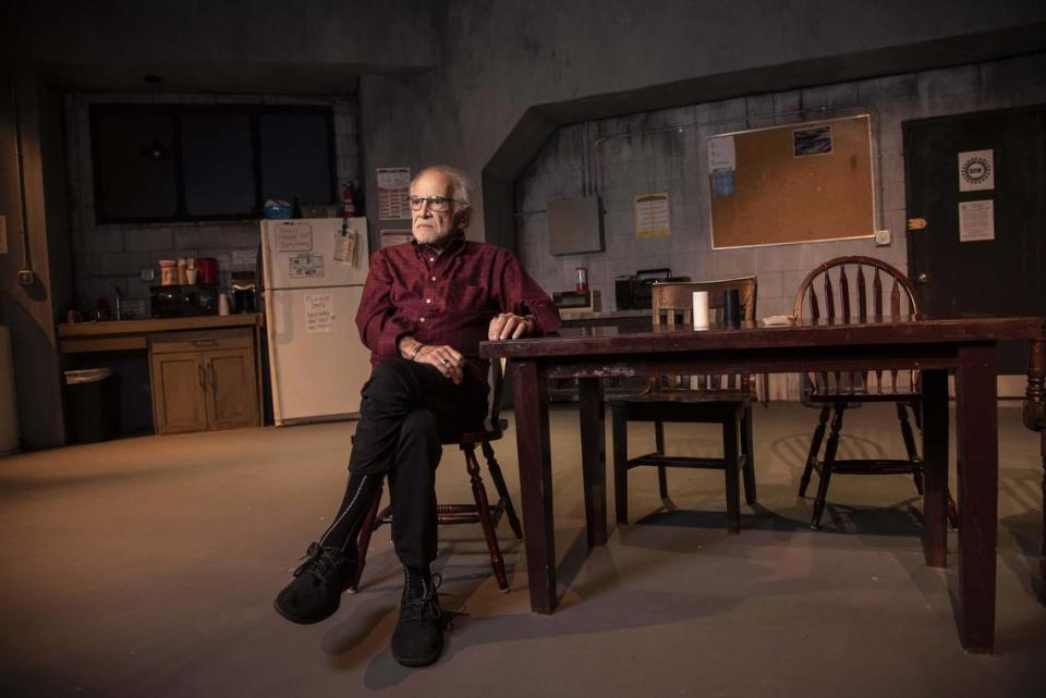 Joseph Adler, the producing artistic director at GableStage, sits on the set of ‘Skeleton Crew,’ a play by Dominique Morisseau that played at the theater on August 14, 2019.
